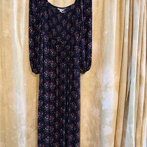 Boden Black Floral Long Sleeve Dress